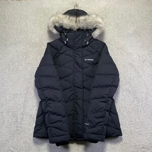 Columbia Lay D Down II Jacket Womens Large Black Omni-Heat Puffer Ski 550 Down